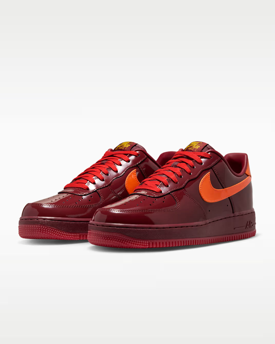 Nike Air Force 1 Low Patent Leather Dark Team Red Safety Orange