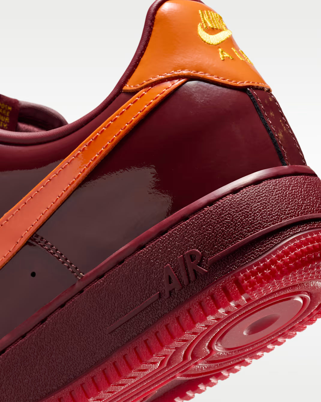 Nike Air Force 1 Low Patent Leather Dark Team Red Safety Orange